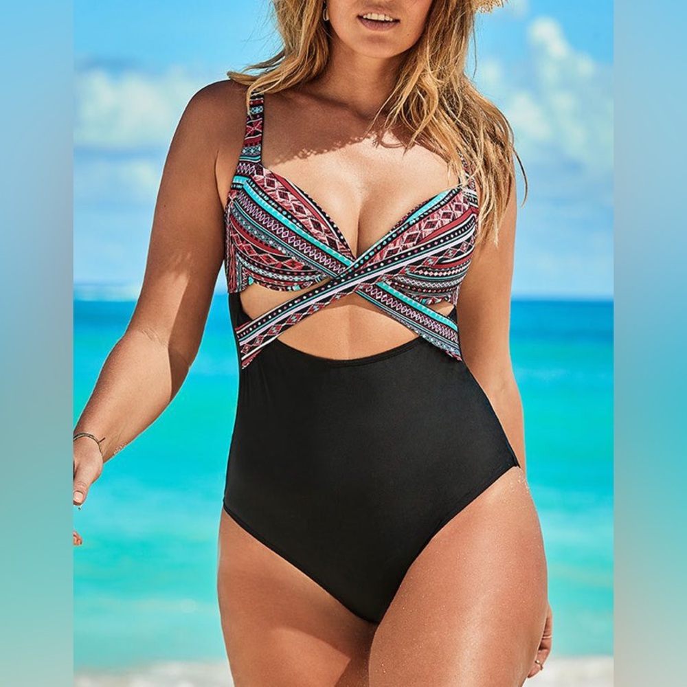 Swimsuits for All One Piece Swimsuit Cutouts Southwest Print 20 2X